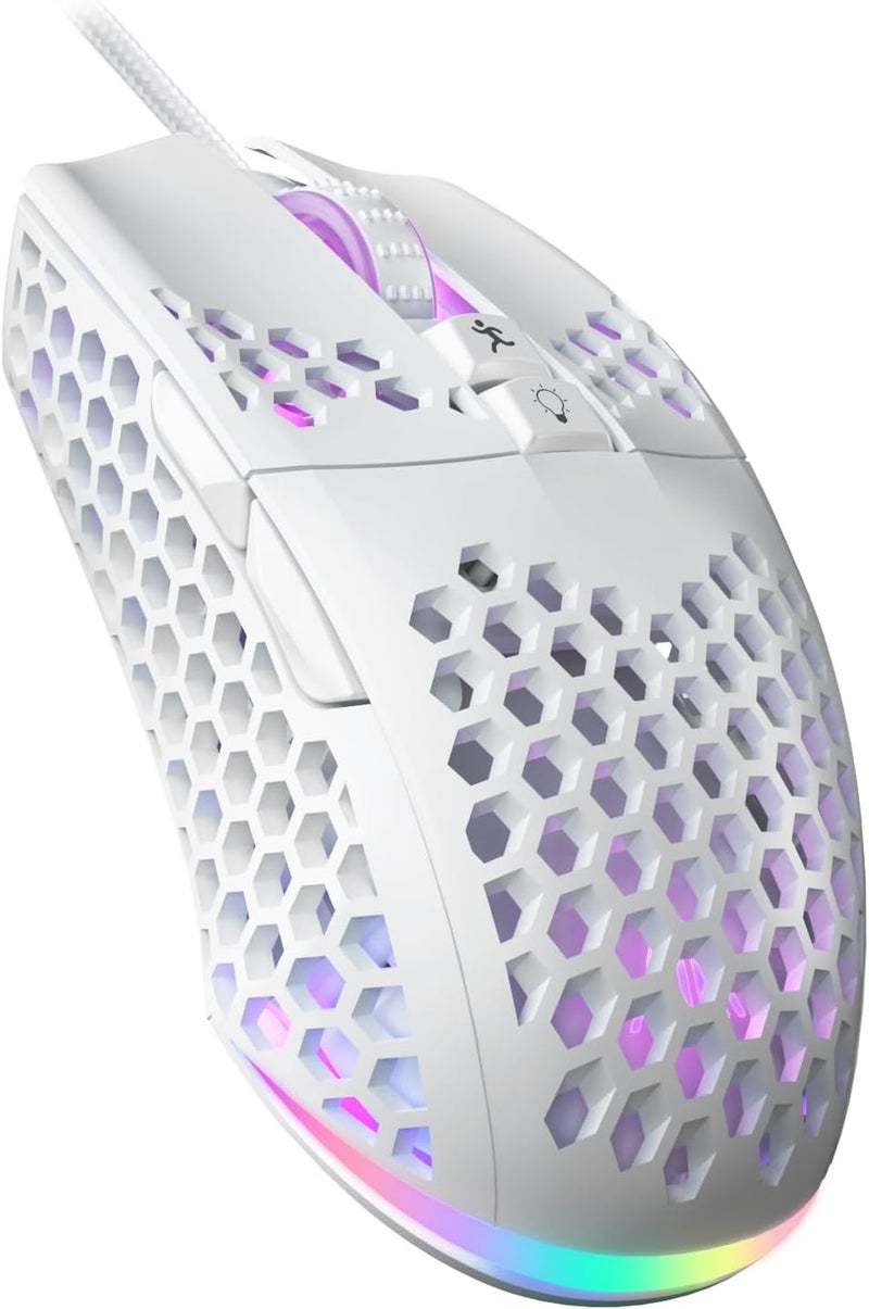 SOLAKAKA SM900 Gaming Mouse Wired with RGB,Adjustable 12800 DPI Wired Gaming Mouse with Side Buttons,Computer Mouse for Laptop/PC,White - Image 1
